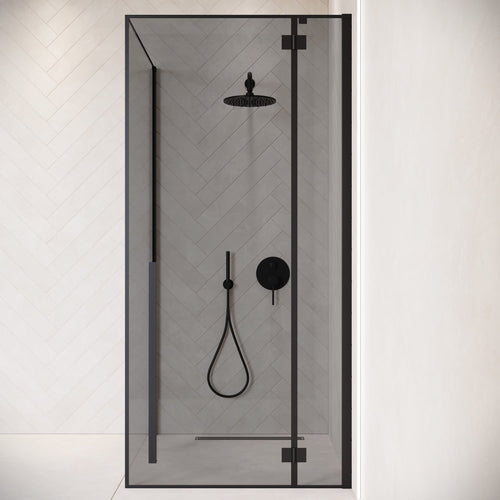 Badplaats Douchecabine Vancouver 90 x 90 x 190 cm - Zwart - Rookglas - Douchewand met Draaideur