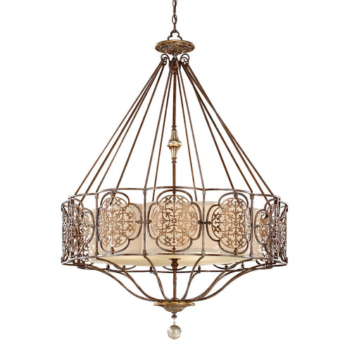 Elstead Marcella - 4-lichts ronde hangende Britse bronzen afwerking, E27