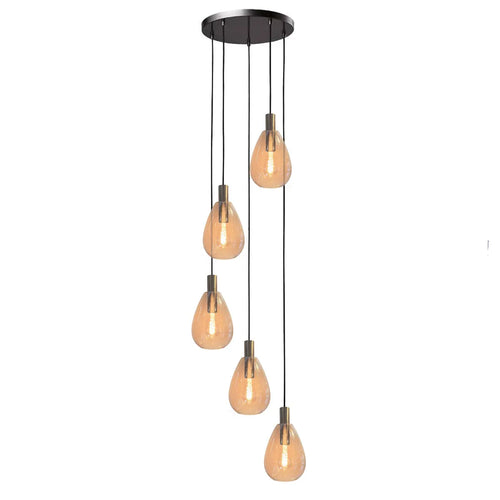 Freelight hanglamp Dorato - 5 lichts - 58  x 320   cm - zwart goud - vtwonen shop