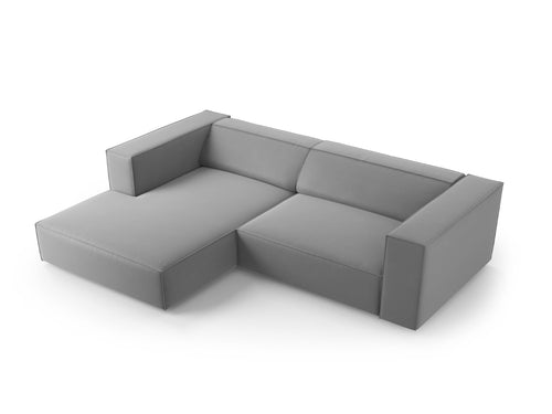 Cosmopolitan Design linker hoekbank Arendal 3-zits, flueel, lichtgrijs - 166x224x70cm