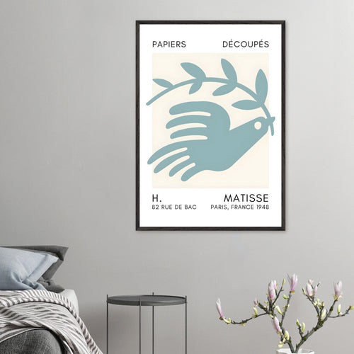 Artfulprints Poster Matisse – Peace dove turquoise   - 50x70 cm - Turquoise