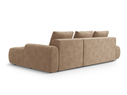 Cosmopolitan Design Converteerbare hoekbank rechts met opbergdoos Linz 3-zits, flueel donkerbeige - 142x275x84cm