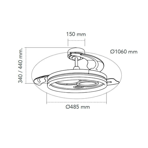 CristalRecord plafondventilator Naira - 1 lichts - 107  x 44   cm - zwart - vtwonen shop