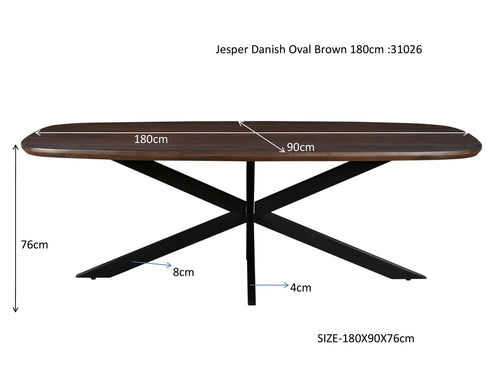 Livingfurn eetkamertafel Jesper Danish Oval - 180 cm - mangohout - bruin - vtwonen shop