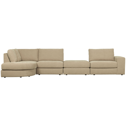 vtwonen 1-zits bank element ronde hoek links Family - Polyester - Zand - 85x93x98