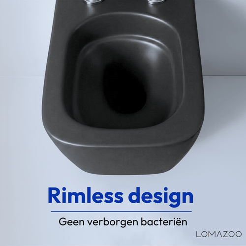 LOMAZOO hangtoilet Linea - vierkant - zwart