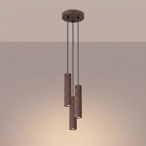 Sollux Lighting Hanglamp KARBON 3P bruin - 19,5x19,5x108cm