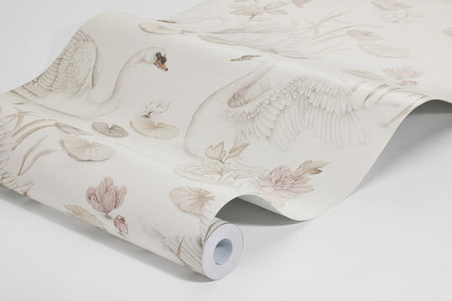 Borastapeter behang zwanen beige en roze - 53 cm x 10.05 m - 660608 - vtwonen shop