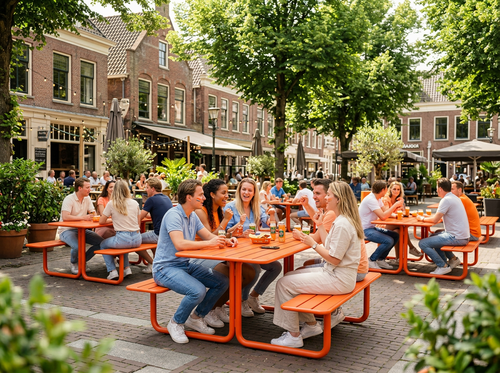 MaximaVida metalen picknicktafel Max oranje - 150 cm