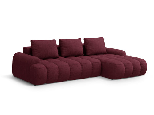 Cosmopolitan Design Converteerbare hoekbank rechts met opbergdoos Linz 3-zits, structurele stof bordeaux - 142x275x84cm
