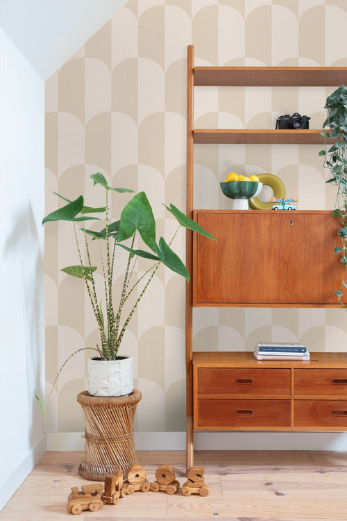 ESTAhome behang art deco bogen beige en zandkleurig - 53 cm x 10.05 m - 139991