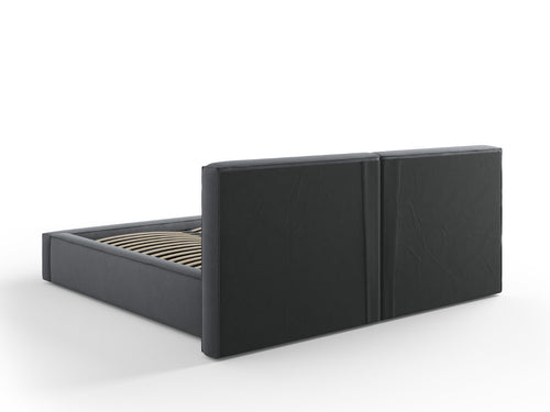 Cosmopolitan Design Opbergbed met dubbel hoofdbord Arendal 180x200cm, structurele stof, donkergrijs - 228x234x97.5cm