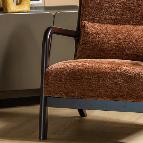 WOOOD fauteuil Mark - Chenille - Bruin - 75x67x82
