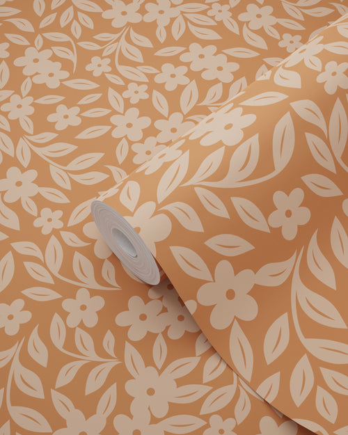 ESTAhome behang bloemetjes terracotta - 50 x 900 cm - 131442 - vtwonen shop