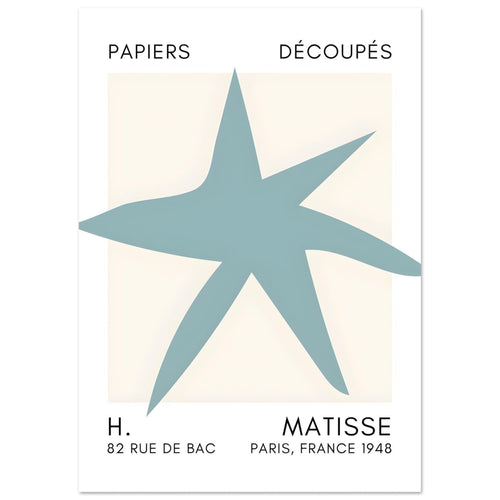 Artfulprints  Matisse – Star of the sea turquoise   poster A4 21x29.7 cm - vtwonen shop