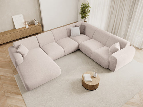 Cosmopolitan Design Panoramische hoekbank rechts Nolio 6-zits, chenille beige - 252x342x72cm