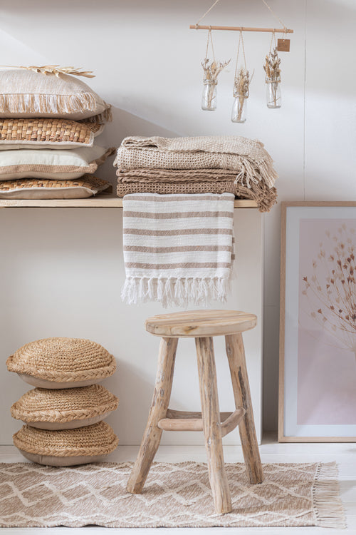 J-Line barkruk Rond - hout - wit - medium - vtwonen shop