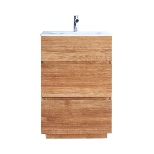 Tikamoon Massief eikenhouten en keramisch badkamermeubel 60 cm - Naturel - vtwonen shop