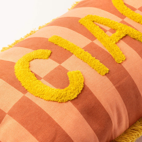 CIAO - sierkussen 30x50 cm - gestreept - 100% katoen - Melon - roze, oranje