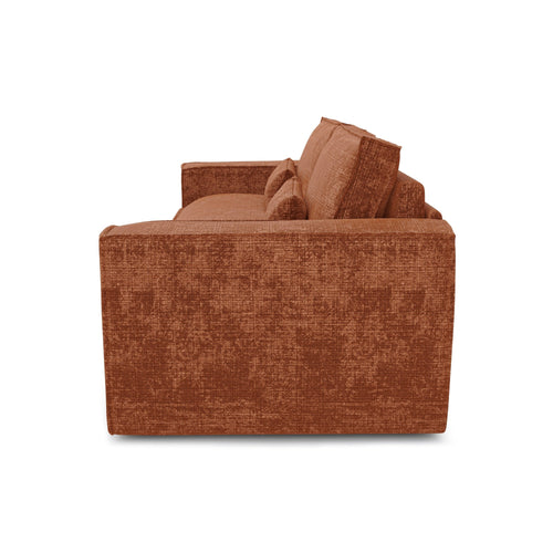 Premium Interiors - Snel uitklapbare slaapbank JUNE - gewaafd fluweel terracotta 216cm