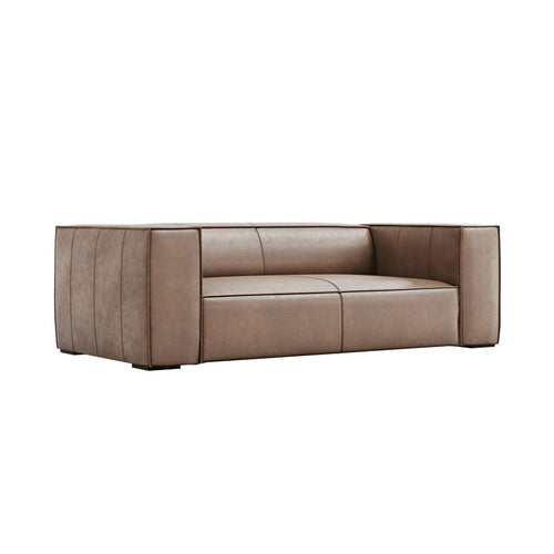Cosmopolitan Design - Bank Turin 2-zits, echt leer donkerbeige - 100x212x68cm