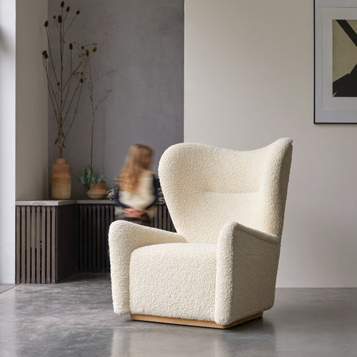 Tikamoon Fauteuil van massief eikenhout en stof - Wit