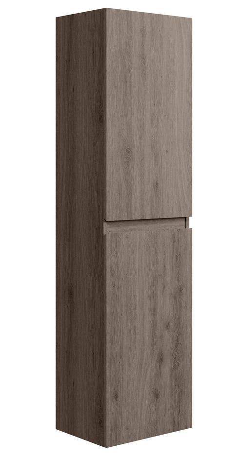 Badplaats Badkamerkast Angela 40 x 30 x 150 cm – Bruin Eiken – Hangende Kolomkast met 2 Deuren
