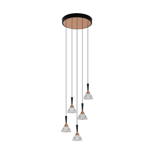 Nova Luce PALUZ Hanglamp met clusterconstructie, roségoud, matzwart, Triac dimbare LED, 30W, 1558lm, 3000K