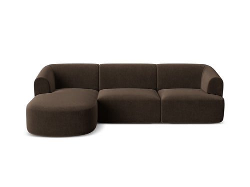 Cosmopolitan Design Modulaire hoekbank links Campi 4-zits, flueel chocolade - 156x256x70cm