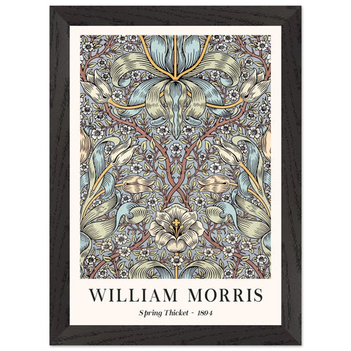 Artfulprints Poster met Lijst William Morris - Spring thicket 1884   - A4 21x29.7 cm - Blauw