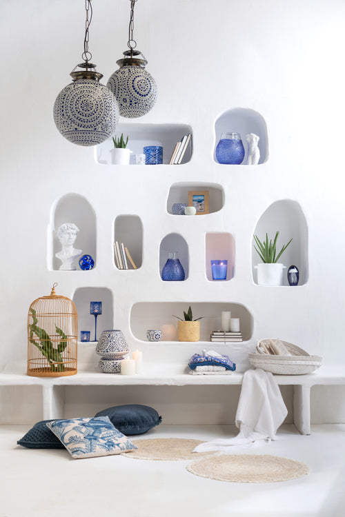 J-Line windlicht Santorini - glas - blauw - vtwonen shop