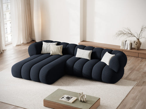 Cosmopolitan Design Hoekbank Koge 5-zits, chenille marineblauw - 165x270x70cm