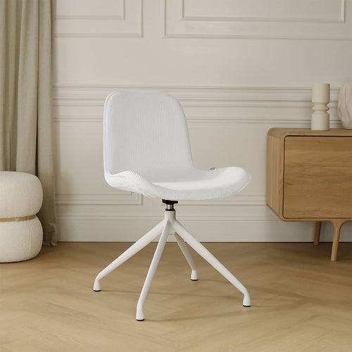 Nolon Nola-Fé Eetkamerstoel Rib Crème - Draaibaar Wit Onderstel - vtwonen shop