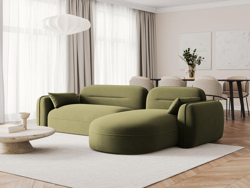 Cosmopolitan Design Modulaire hoekbank rechts Sydney 4-zits, flueel, lichtgroen - 165x275x70cm