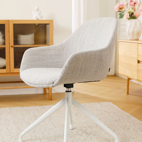 Nolon Nola-Mae Eetkamerstoel Beige Gemêleerd - Draaibaar Wit Onderstel - vtwonen shop