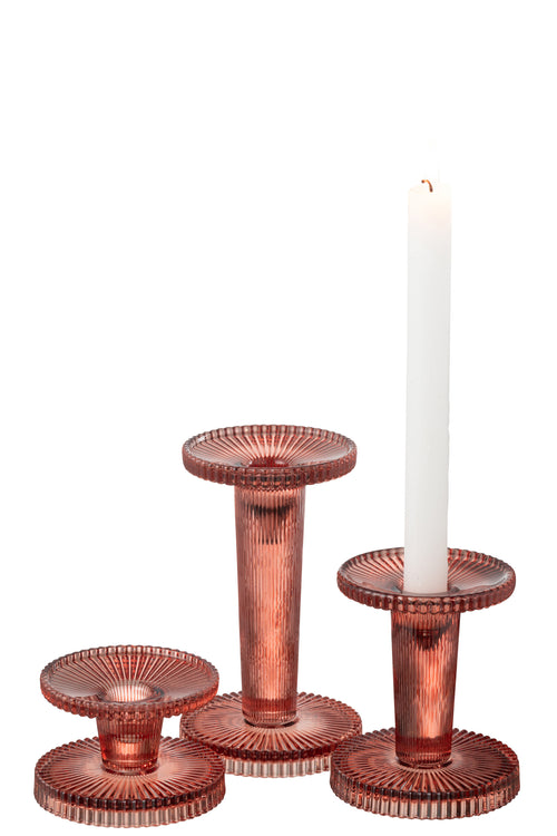 J-Line kaarshouder Nelly - glas - oranje - 3 stuks