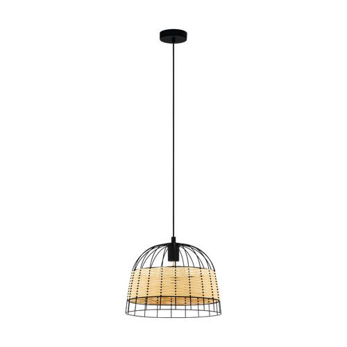 EGLO hanglamp Anwick - e27 - ø 37 cm - zwart/rotan - vtwonen shop