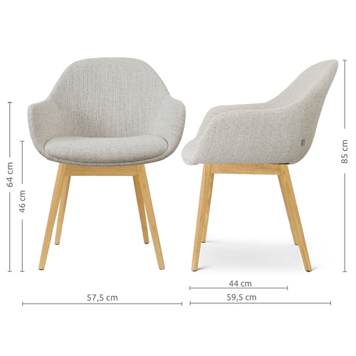 Nolon Nio-Mae eetkamerstoel beige gemêleerd - houten onderstel