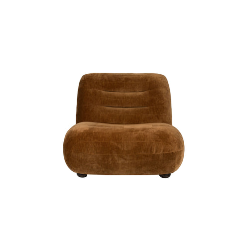 Dutchbone Wyatt Fauteuil Velours Cognac Bruin