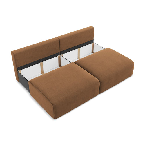 LaMiaSofa 3-zits slaapbank Ostia - textuurstof - terracotta - 216x102x79