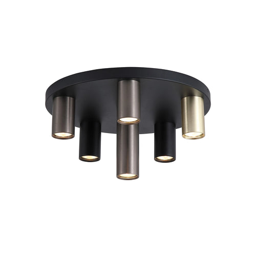 Searchlight plafondlamp Tubes - 6 lichts - 40  x 20   cm - zwart brons messing