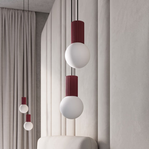 Sollux Lighting Hanglamp HALO 2P bordeaux - 15x15x120cm