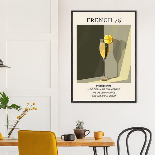 Artfulprints Poster French 75 cocktail - Ingrediënten   - 30x40 cm - Groen