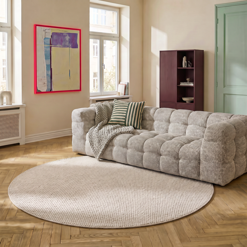 Mrcarpet Rond Wollen vloerkleed Wit Mave 200cm
