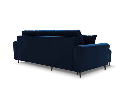 Cosmopolitan Design Omkeerbare converteerbare hoekbank met opbergdoos Kyoto 4-zits, flueel koningsblauw - 145x241x88cm