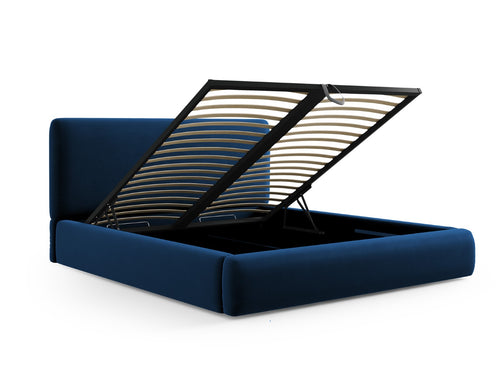 Cosmopolitan Design Opbergbed met hoofdeinde Colonel 200x200cm, flueel, koningsblauw - 220x220x100cm