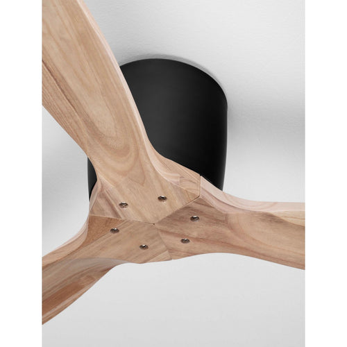 Nova Luce NINEMIA Plafondventilator Sandy Black, Naturel Hout, Bladen in Sandy Black & Naturel Houtkleur, 6 Snelheden, DC-motor, 40W