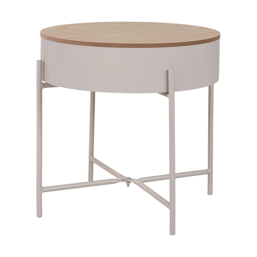 Artichok Sef Metalen Bijzettafel Beige - Houten Tafelblad - vtwonen shop