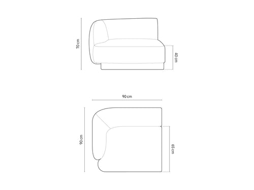 Micadoni - Linker module "Miley" flueel zwart - 90x90x70cm