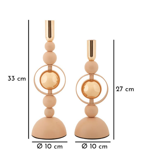 Mauro Ferretti kaarsenhouder - set van 2 - roze/goud